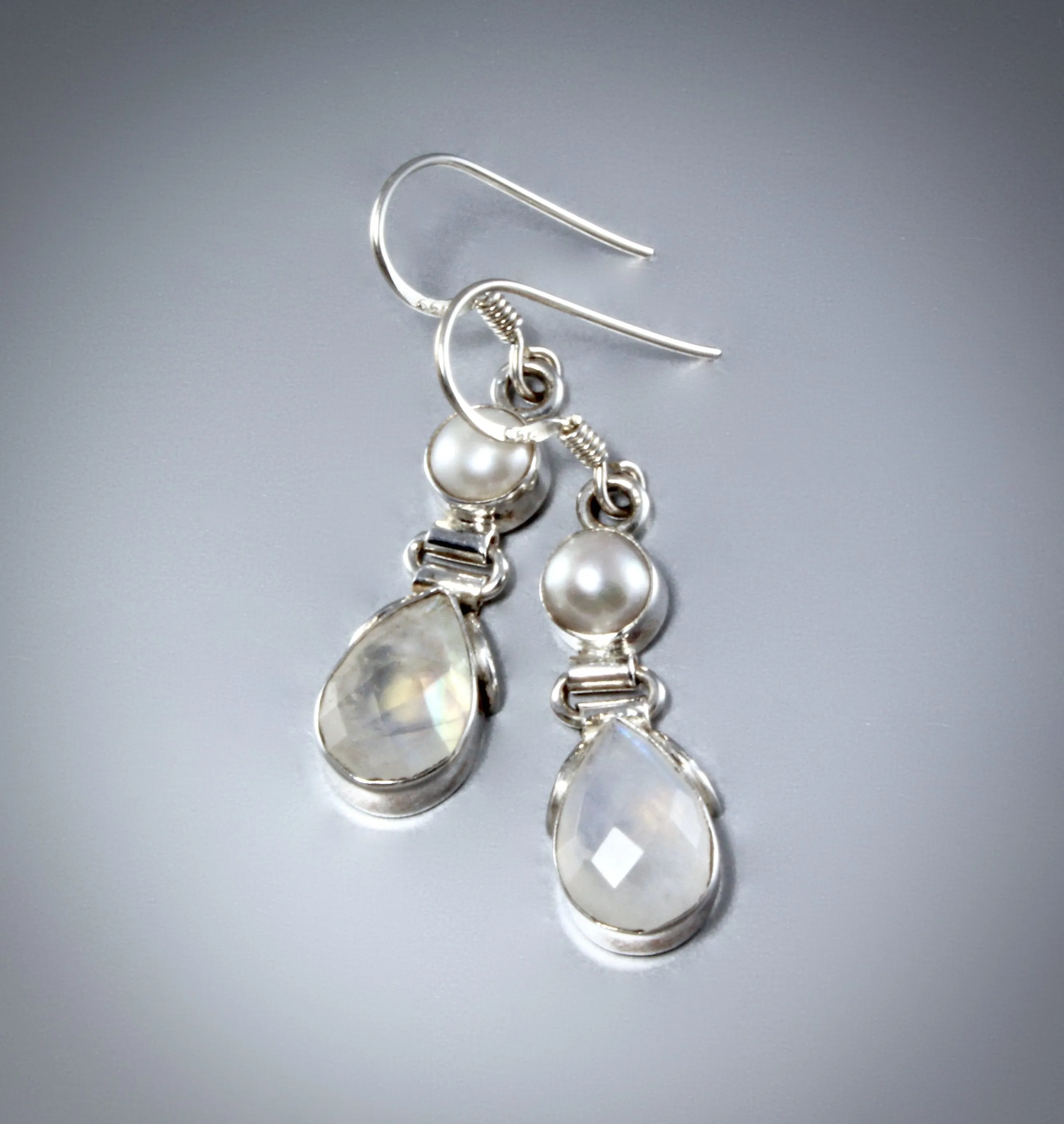 "Esther" - Rainbow Moonstone Bridal Necklace and Earrings Set