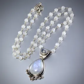 "Esther" - Rainbow Moonstone Bridal Necklace and Earrings Set