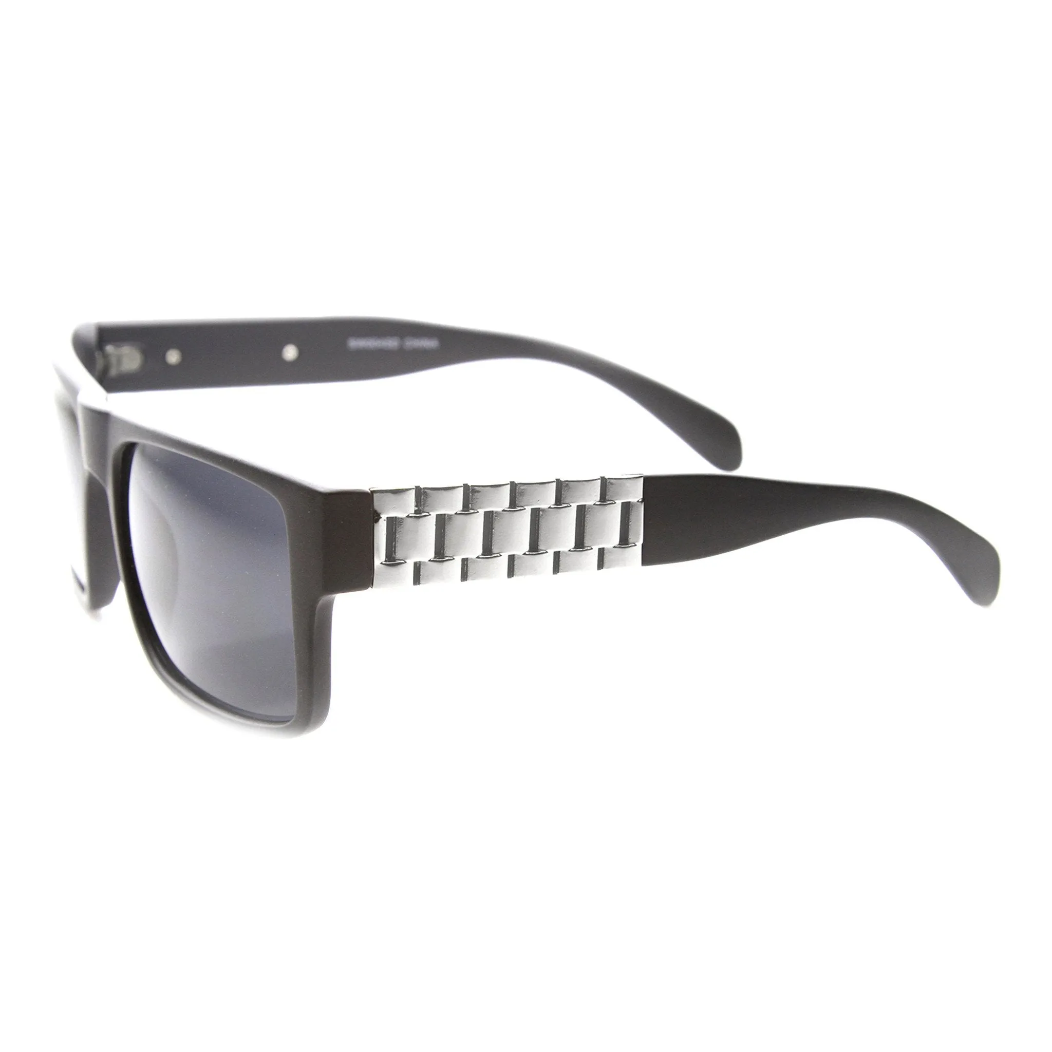 Retro Flat Top Watch Link Temple Aviator Sunglasses 9649