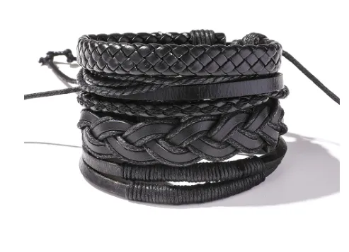 Retro Personalized Cowhide Punk Bracelet Bracelet Multi-layer Braided Leather Bracelet Diy Five-piece Leather Bracelet