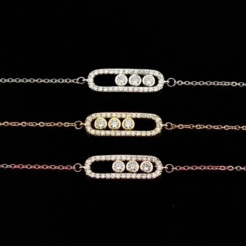 Rose Gold Bracelet Geometric Shape Three Flash Diamond Stainless Steel Bracelet