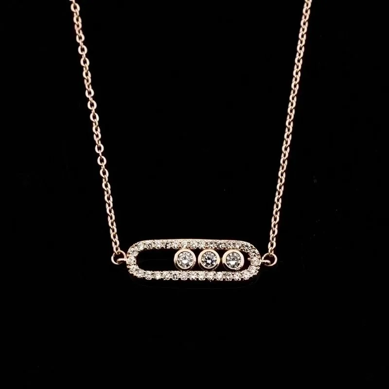 Rose Gold Bracelet Geometric Shape Three Flash Diamond Stainless Steel Bracelet