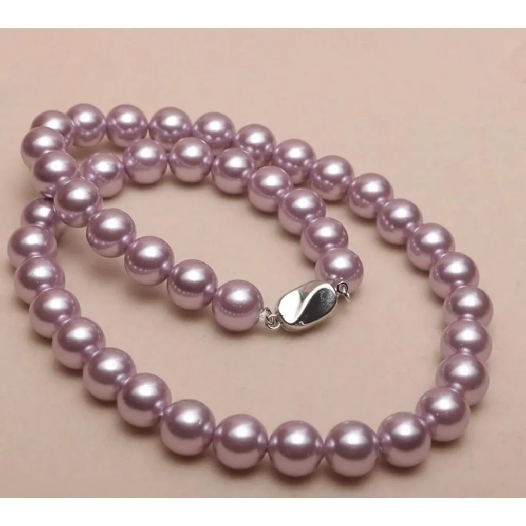 S925 Sterling Silver Freshwater Pearl Necklaces Shell Pearl Necklace Female Round Strong Light Gift For Mother's Girlfriend