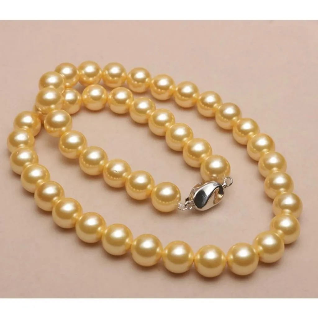 S925 Sterling Silver Freshwater Pearl Necklaces Shell Pearl Necklace Female Round Strong Light Gift For Mother's Girlfriend