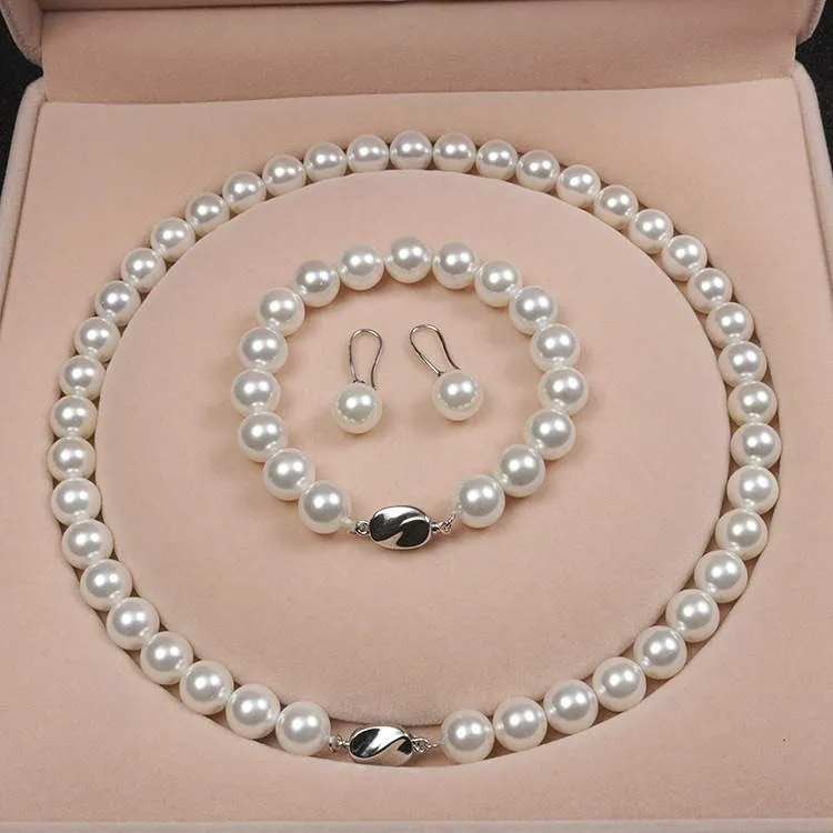 S925 Sterling Silver Freshwater Pearl Necklaces Shell Pearl Necklace Female Round Strong Light Gift For Mother's Girlfriend