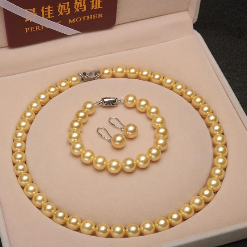 S925 Sterling Silver Freshwater Pearl Necklaces Shell Pearl Necklace Female Round Strong Light Gift For Mother's Girlfriend