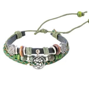 Shamrock Circle Leather Bracelet