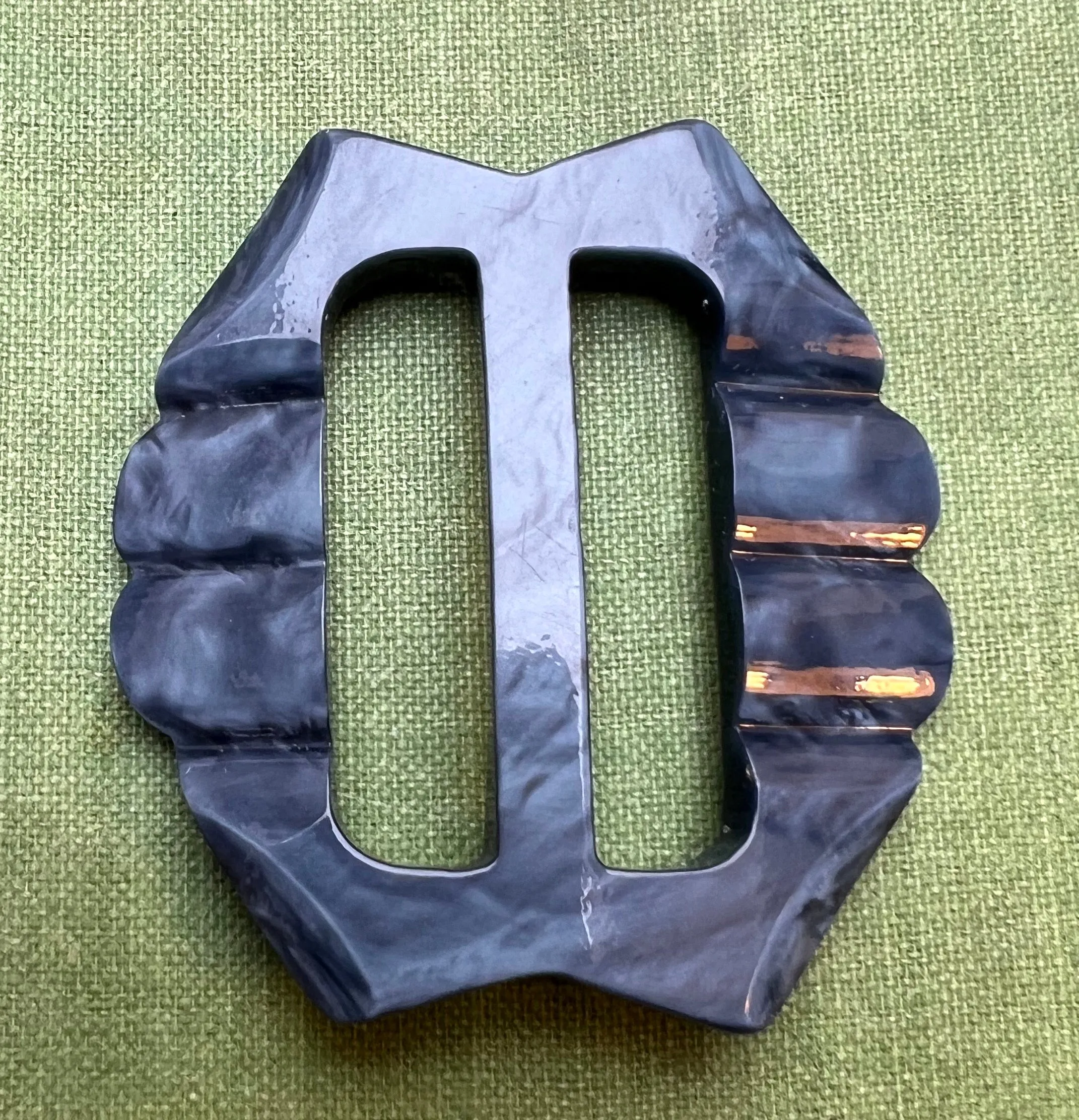 Shiny Petrol Blue 1940s Galalith  5cm Belt Buckle