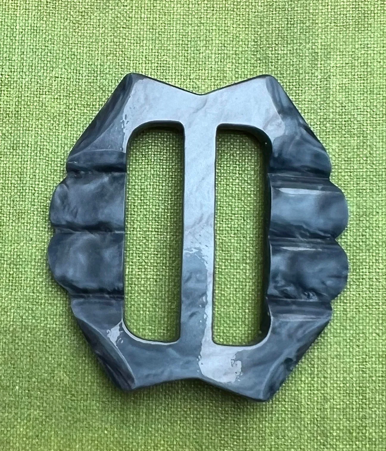 Shiny Petrol Blue 1940s Galalith  5cm Belt Buckle