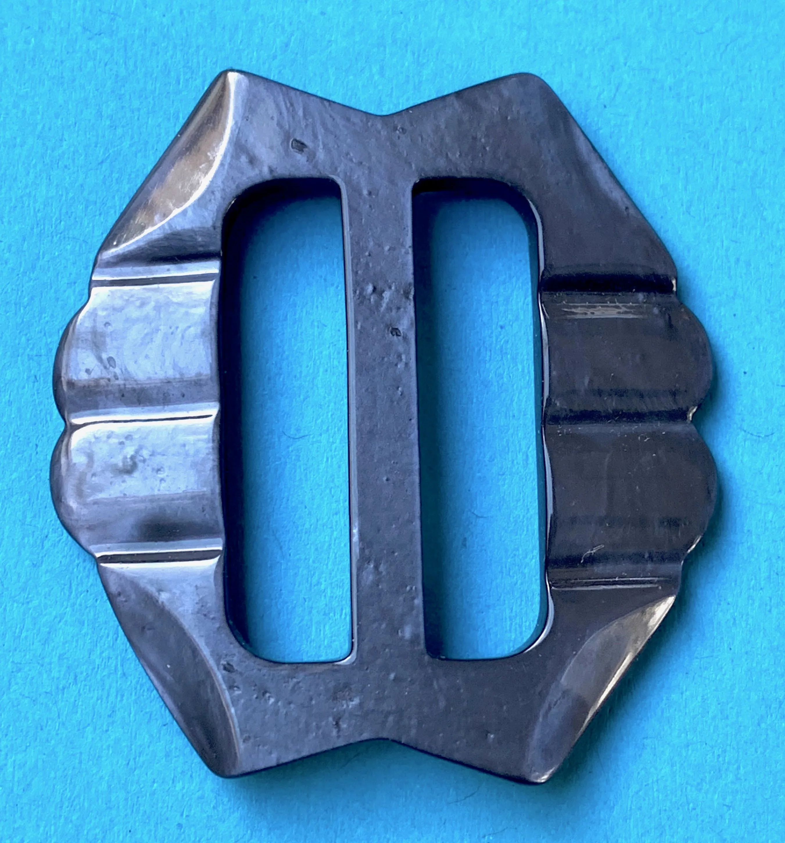 Shiny Petrol Blue 1940s Galalith  5cm Belt Buckle