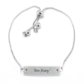 Silver New Jersey Adjustable Bar Bracelet