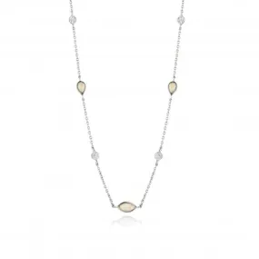 Silver Rhodium Plated Opal Colour Necklace N014-04H