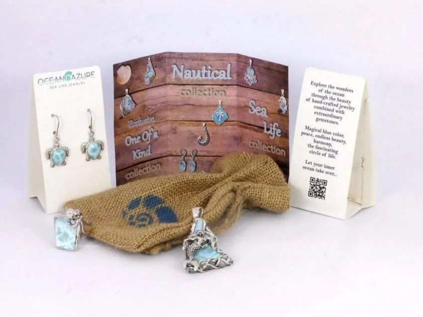 Silver Starfish with Crystal on Blue Opal French Wire Earrings