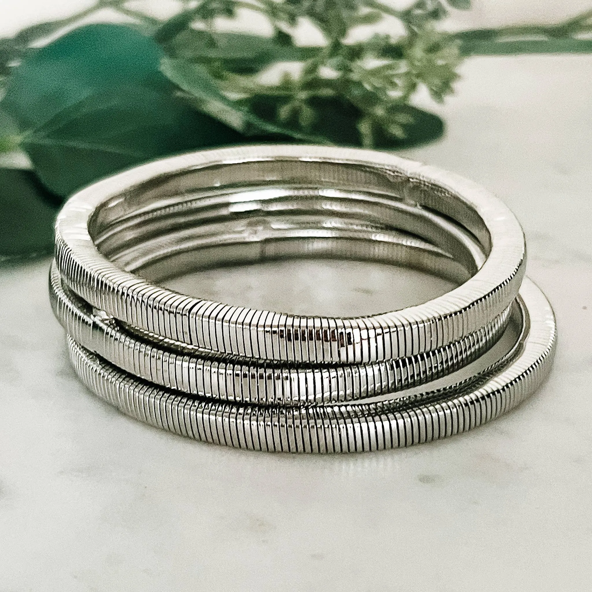 Silver Textured Bangles