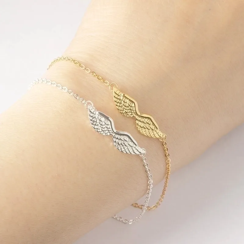 Simple Angel Wings Charm Stainless Steel  Bracelet Wholesale