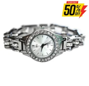 SK1143 Watch Ladies 1/2" Wide Bike Chain Bracelet Stainless Steel