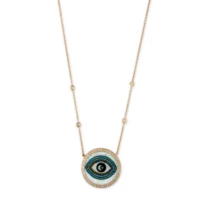 SMALL PAVE STAR   MOON EYE OPAL INLAY NECKLACE