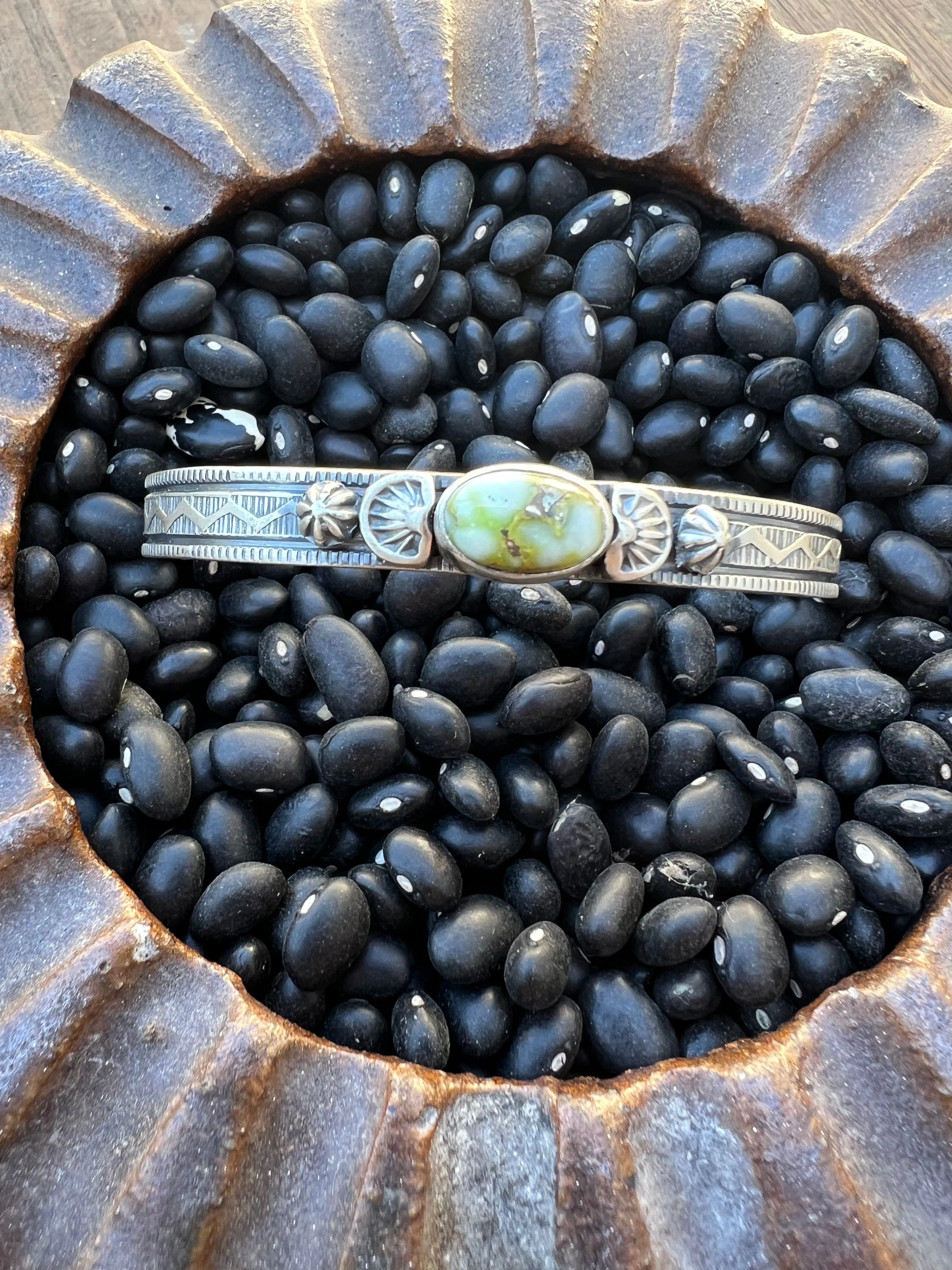 Sonoran Gold Turquoise Stamped Cuff