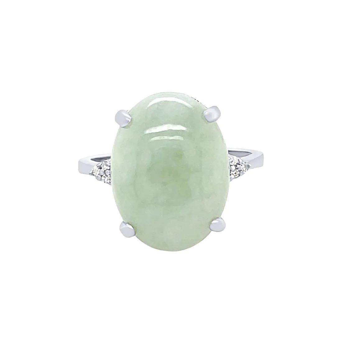 Sterling Silver Diamond Set Jade Jewellery Set