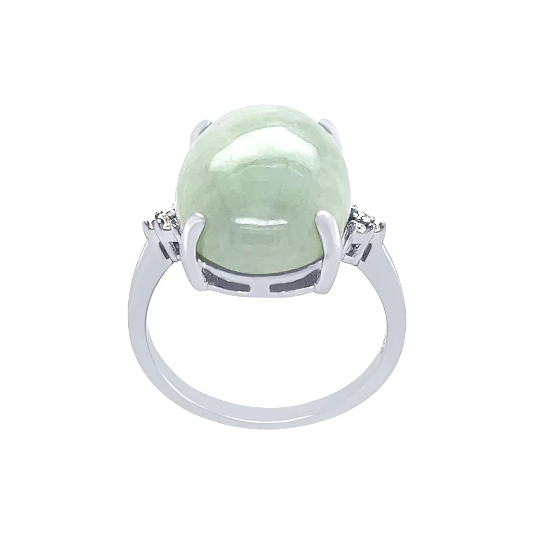 Sterling Silver Diamond Set Jade Jewellery Set