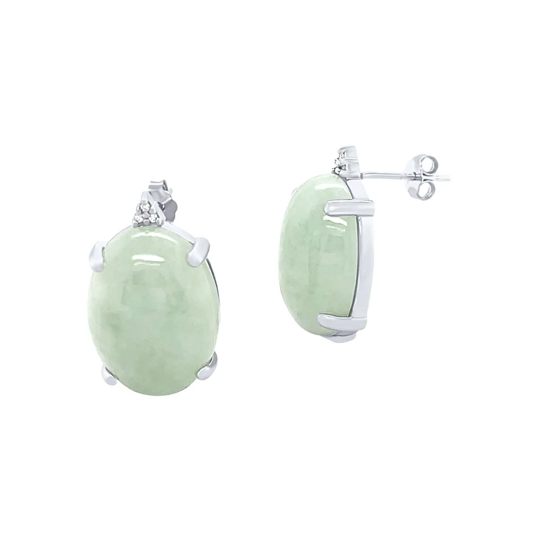 Sterling Silver Diamond Set Jade Jewellery Set