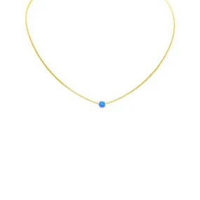 Sterling Silver Gold Plated Blue Opal Pendant Necklace