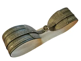 Streets Ahead Embossed Snakeskin 3" Wide Leather Grey Belt Medium