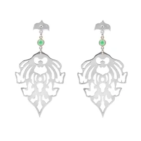 TEMPLE MOTIF EARRINGS WITH GREEN ONYX