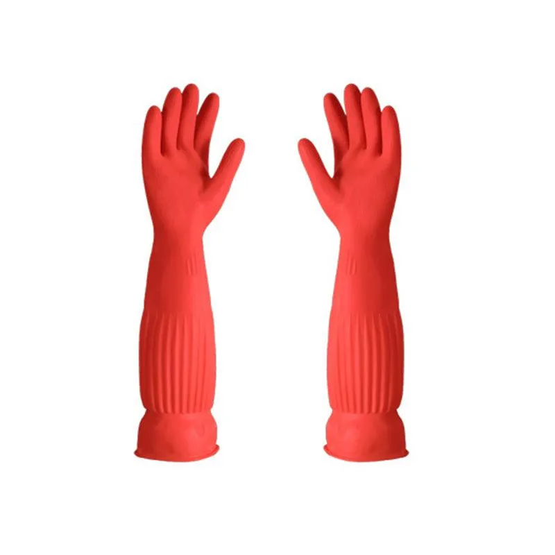 Thicker and longer latex dishwashing gloves
