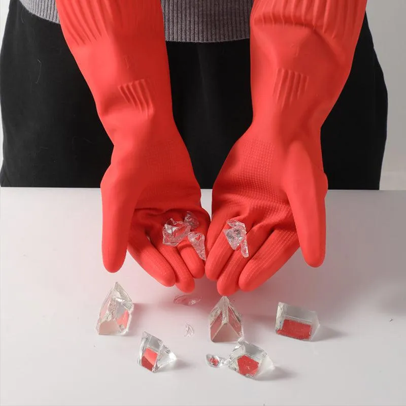 Thicker and longer latex dishwashing gloves