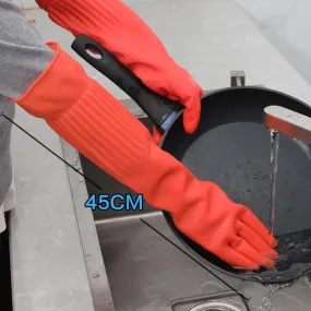 Thicker and longer latex dishwashing gloves