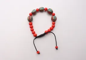 Tibetan Beads  Coral and Turquoise Bracelet