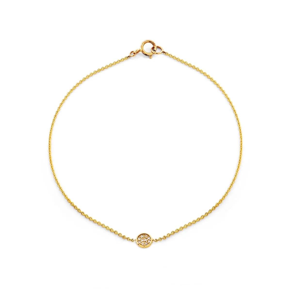 Tiny Pave Round Disc Bracelet