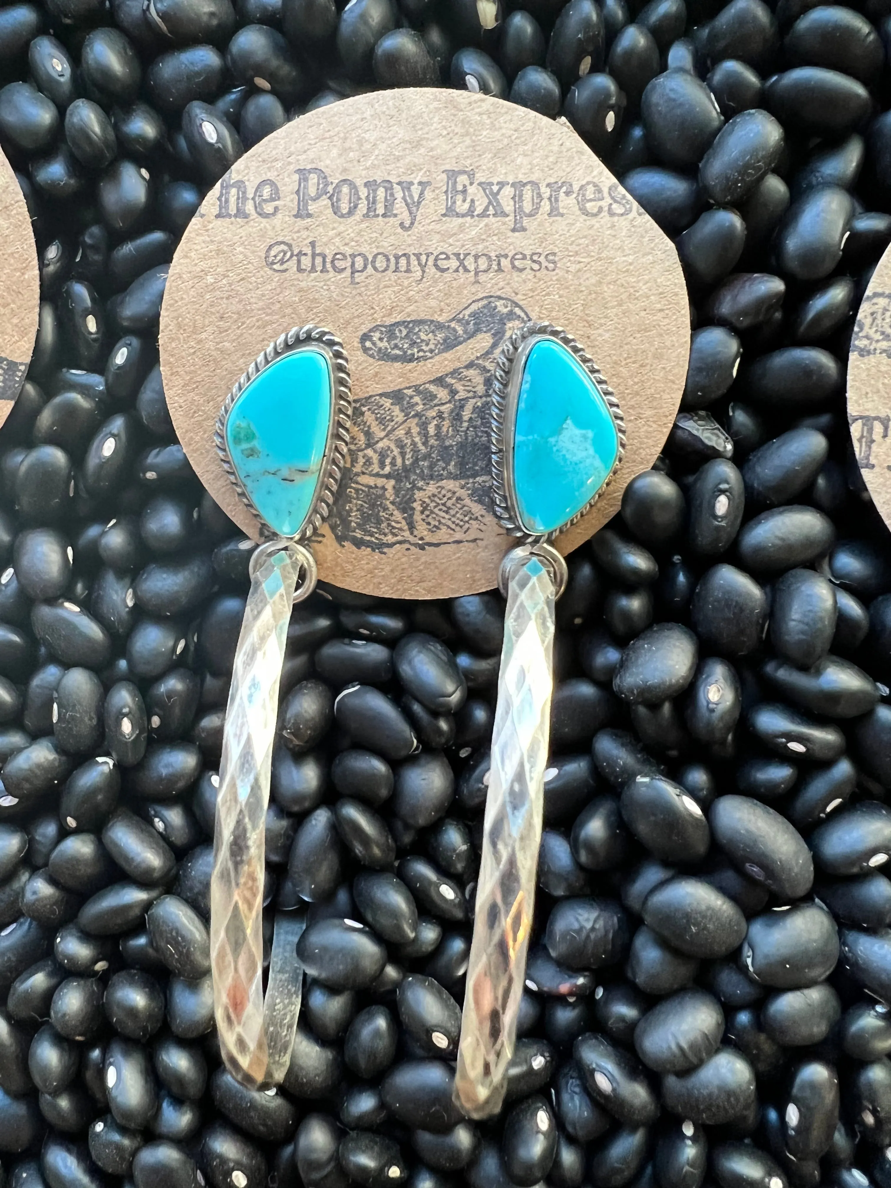 Turquoise Diamond Wire Hoops