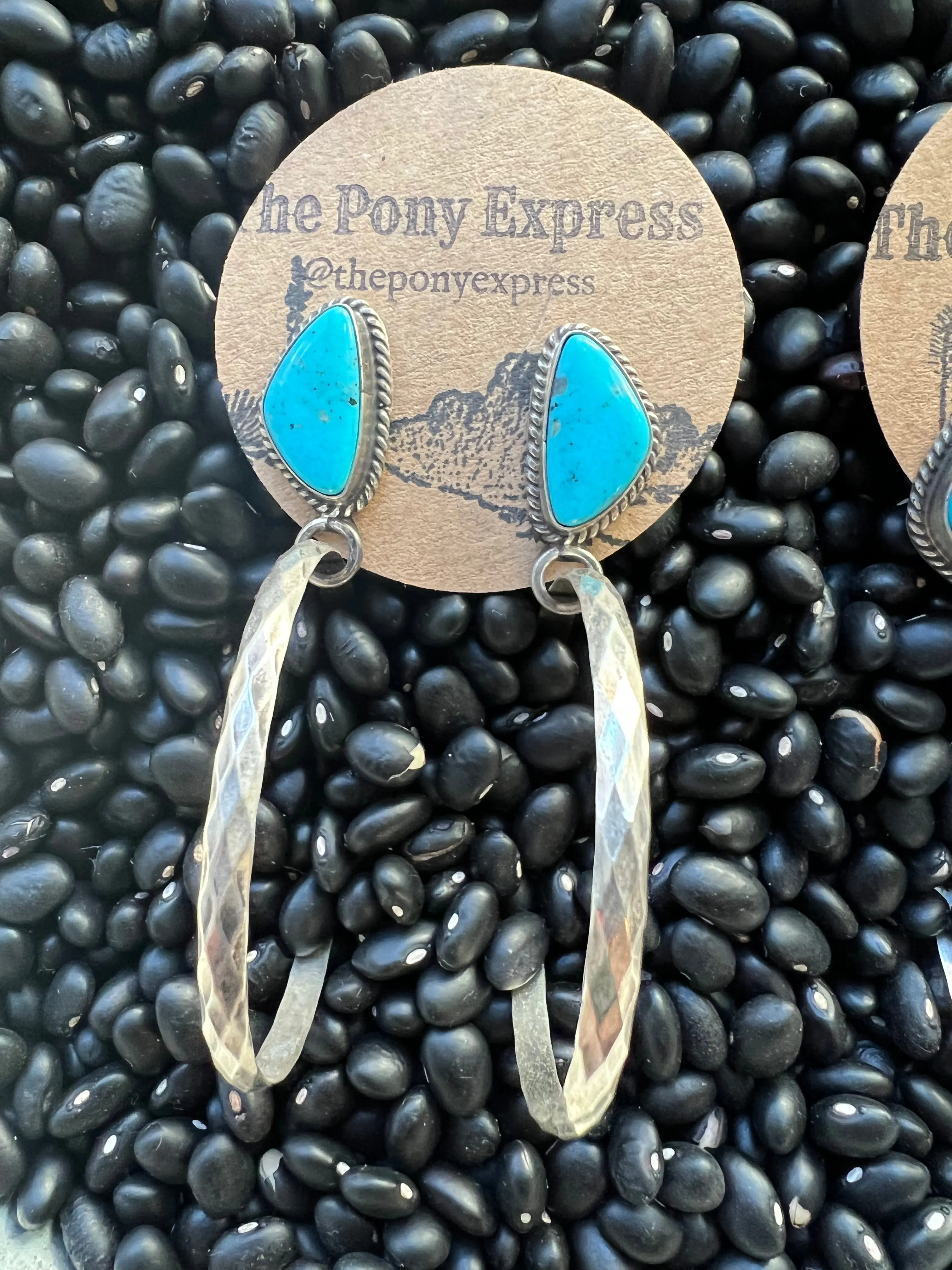 Turquoise Diamond Wire Hoops