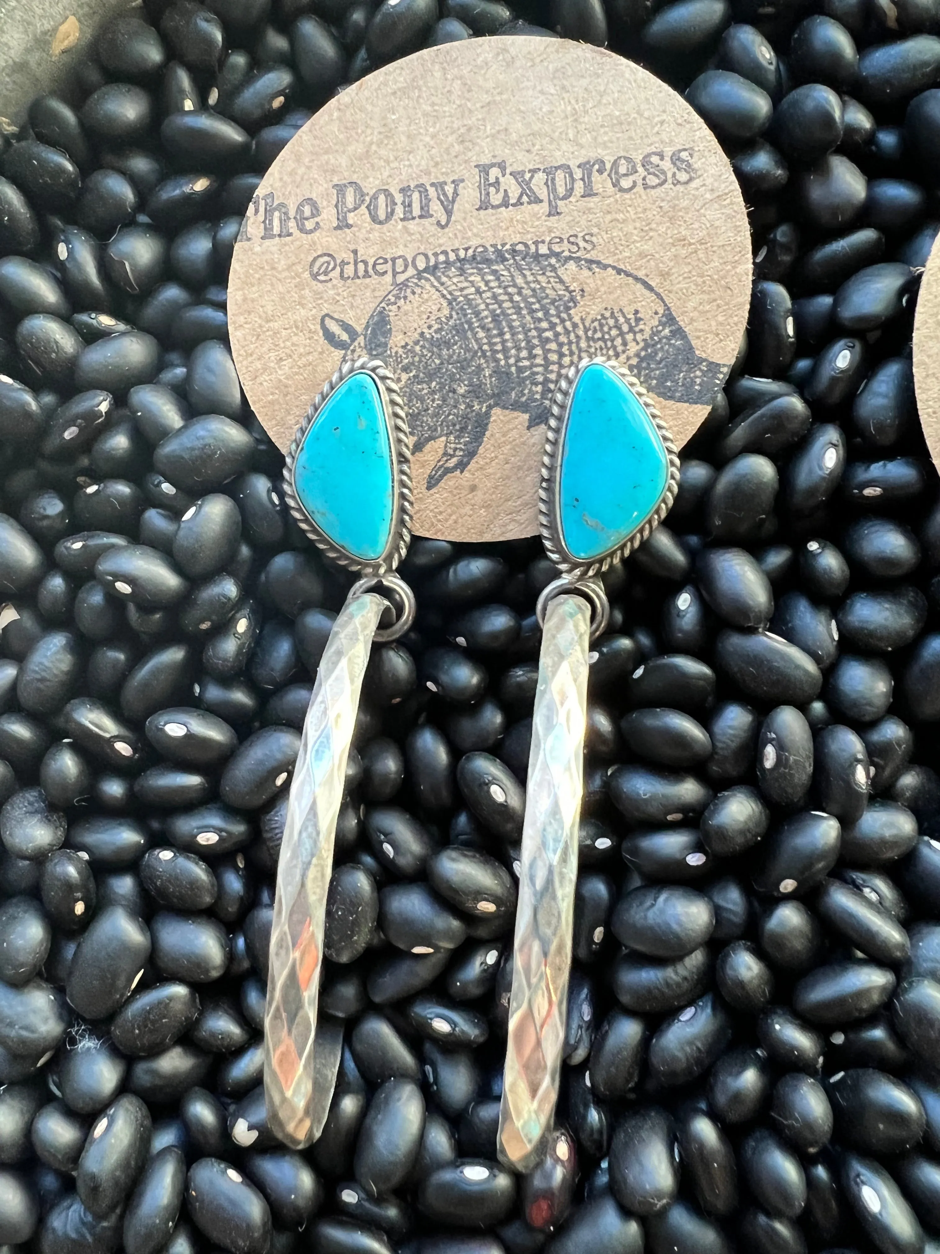 Turquoise Diamond Wire Hoops