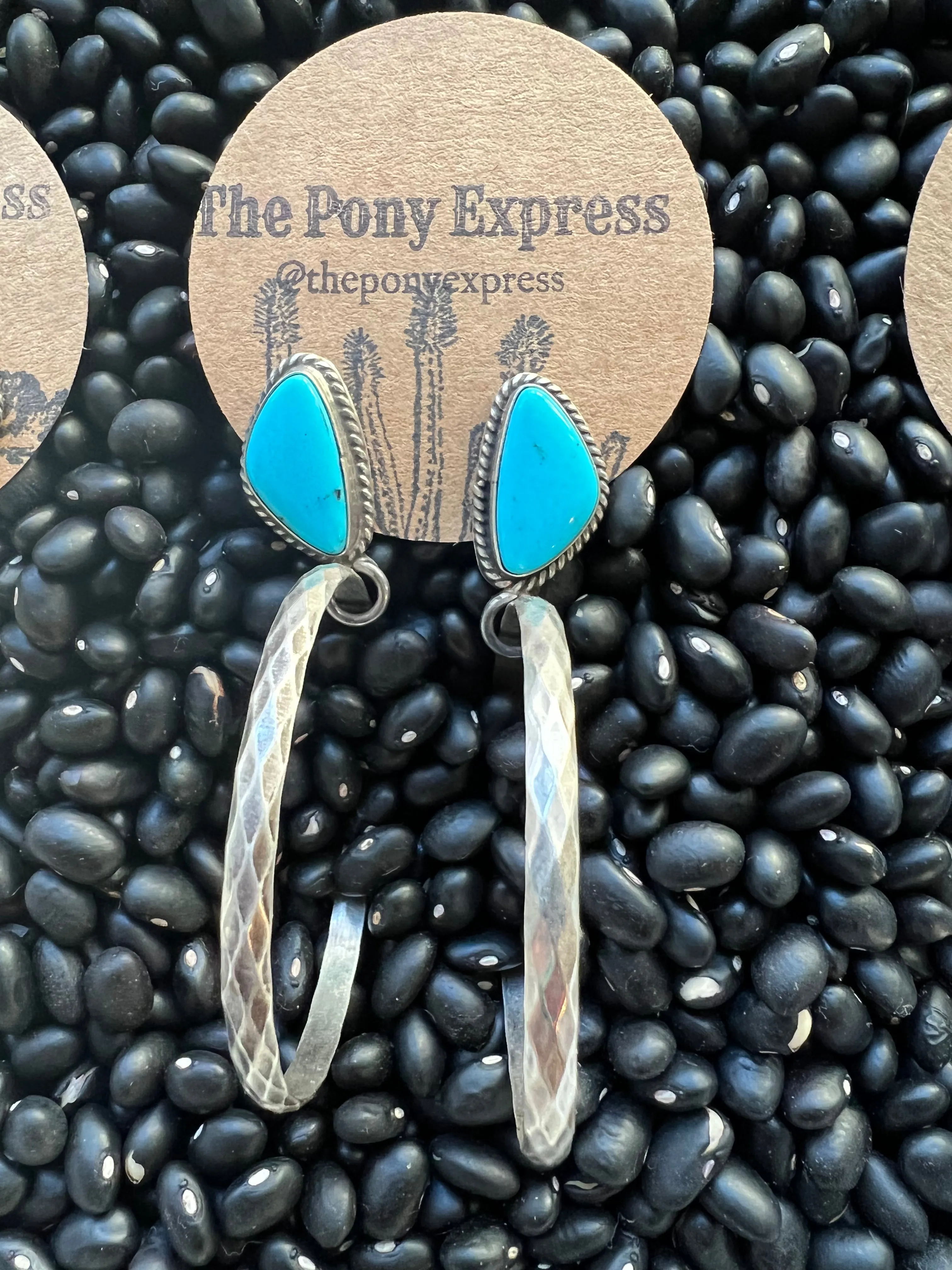 Turquoise Diamond Wire Hoops
