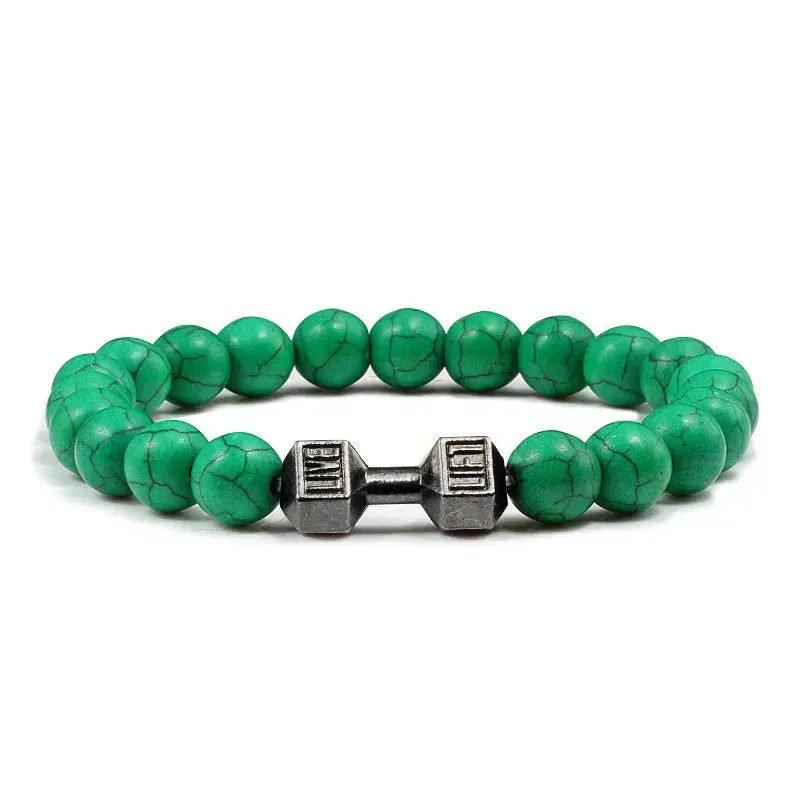Turquoise Energy Gun Black Electroplated Alloy Beaded Bracelet