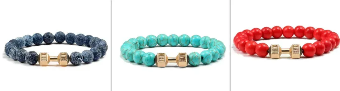 Turquoise Energy Gun Black Electroplated Alloy Beaded Bracelet