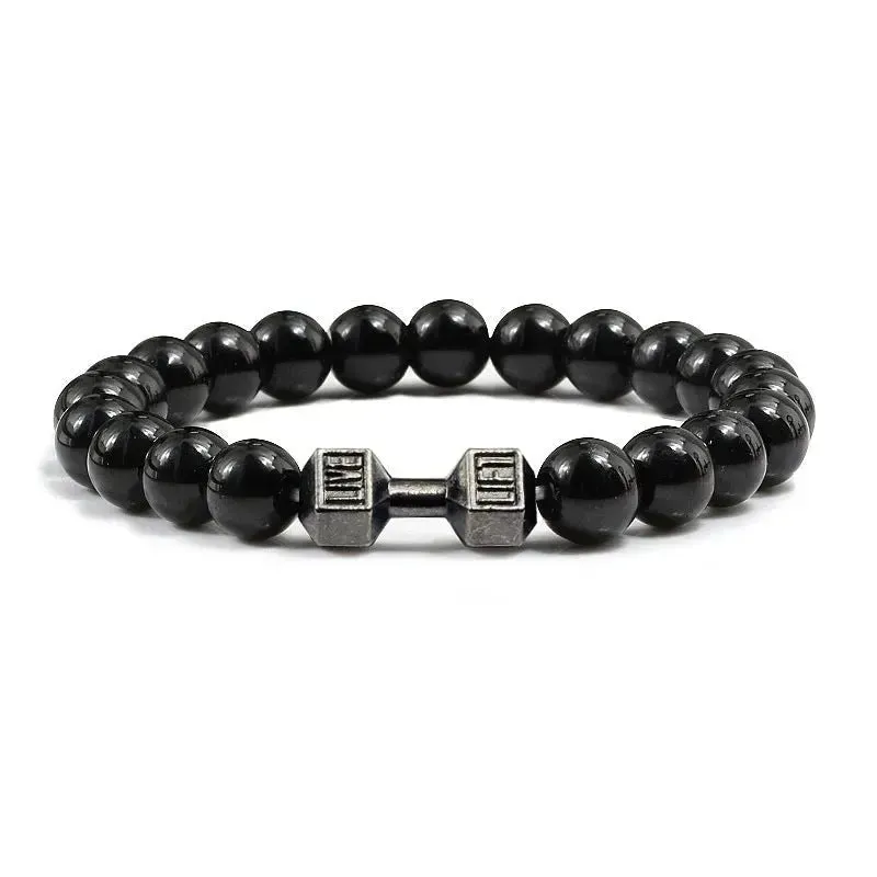 Turquoise Energy Gun Black Electroplated Alloy Beaded Bracelet