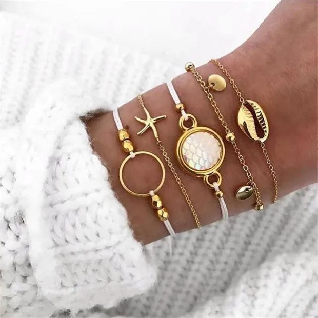 Turtle Water Drop Gemstone Bracelet Set