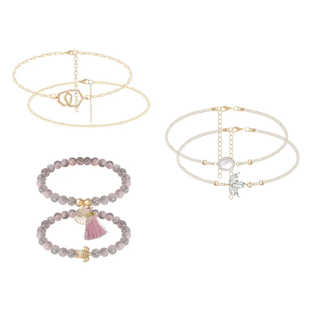 Turtle Water Drop Gemstone Bracelet Set