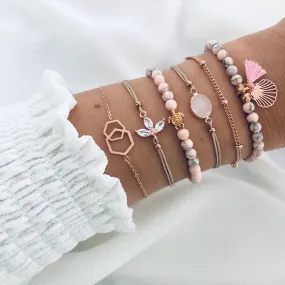 Turtle Water Drop Gemstone Bracelet Set