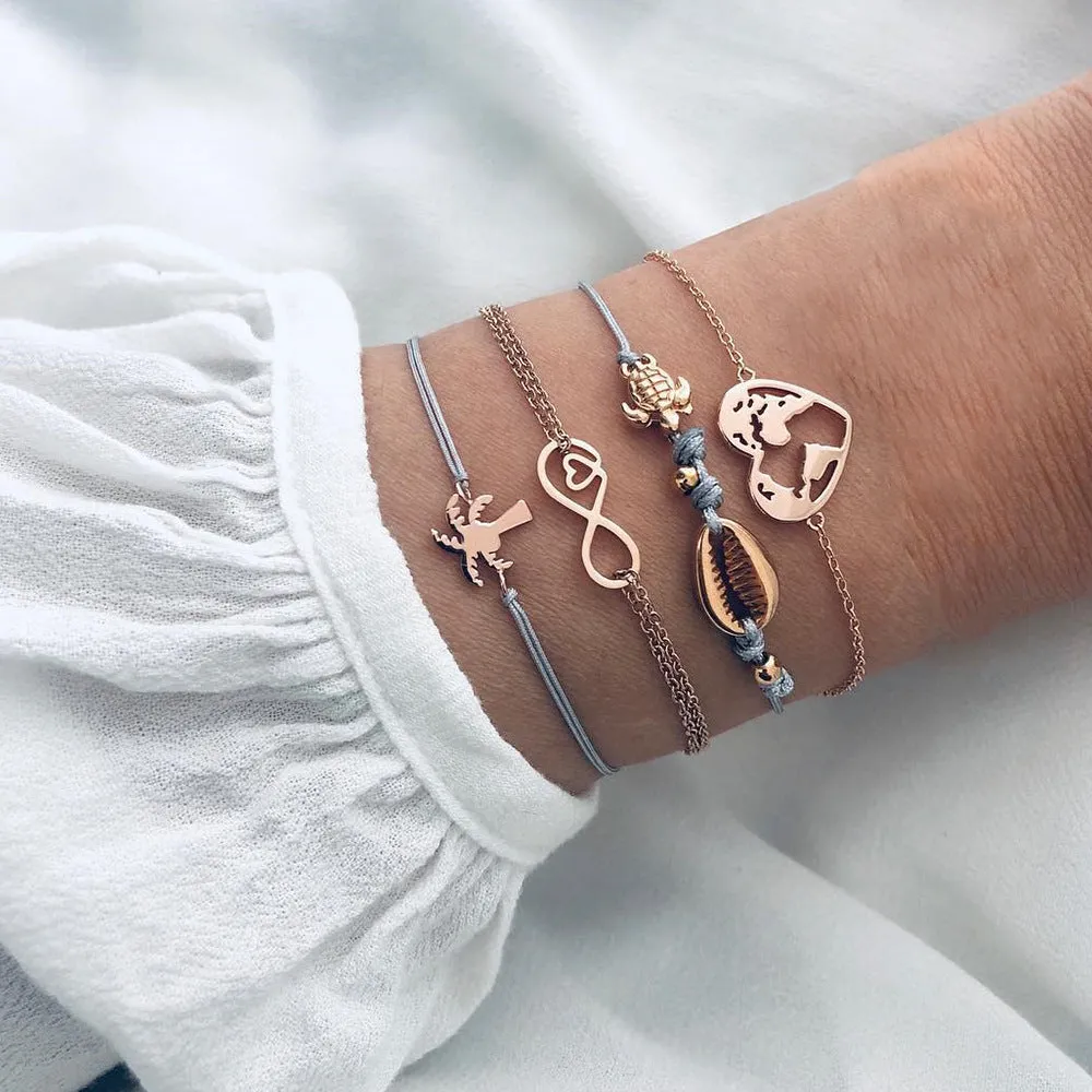Turtle Water Drop Gemstone Bracelet Set