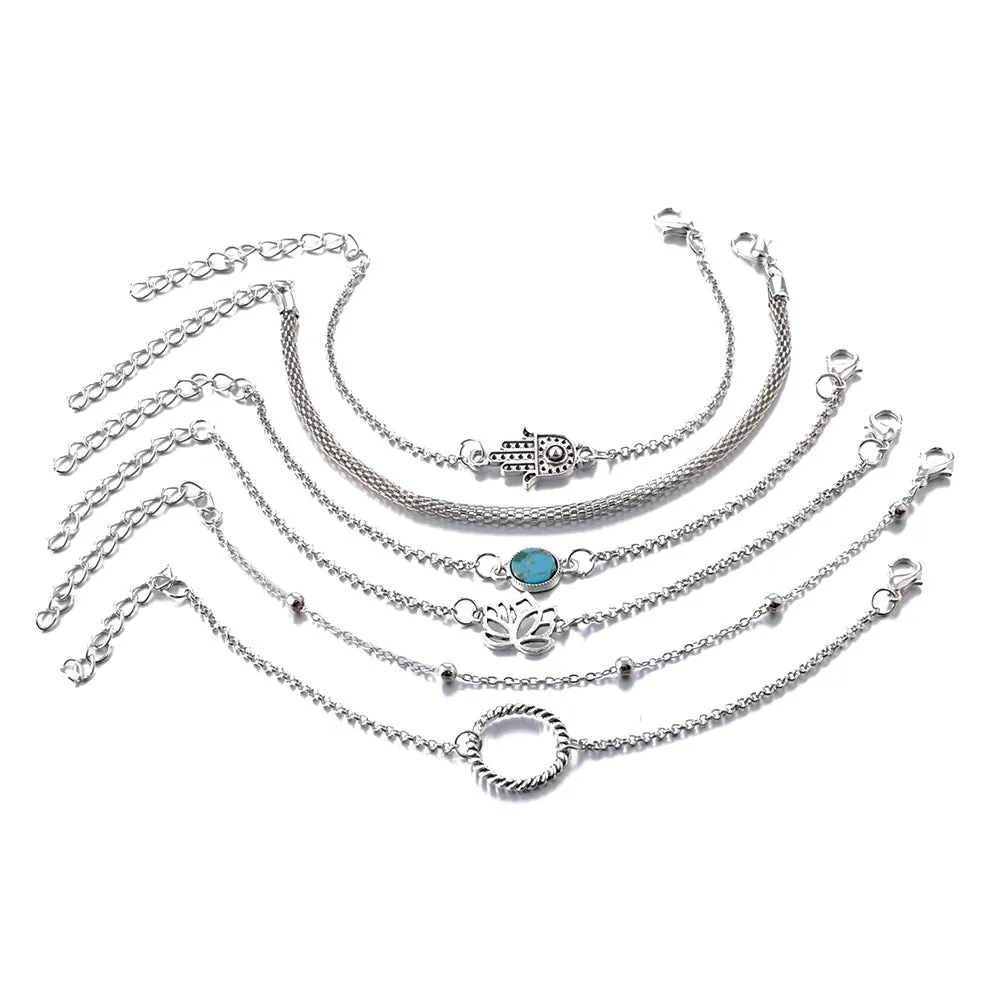 Turtle Water Drop Gemstone Bracelet Set