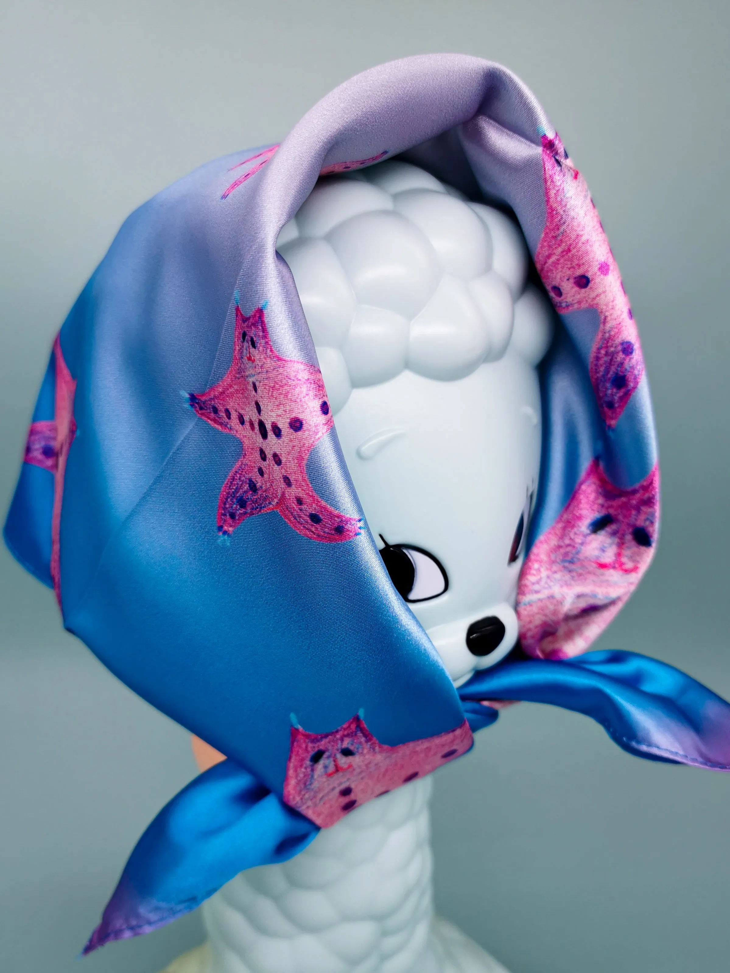 Unique silk square scarf from drawings.