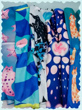 Unique silk square scarf from drawings.