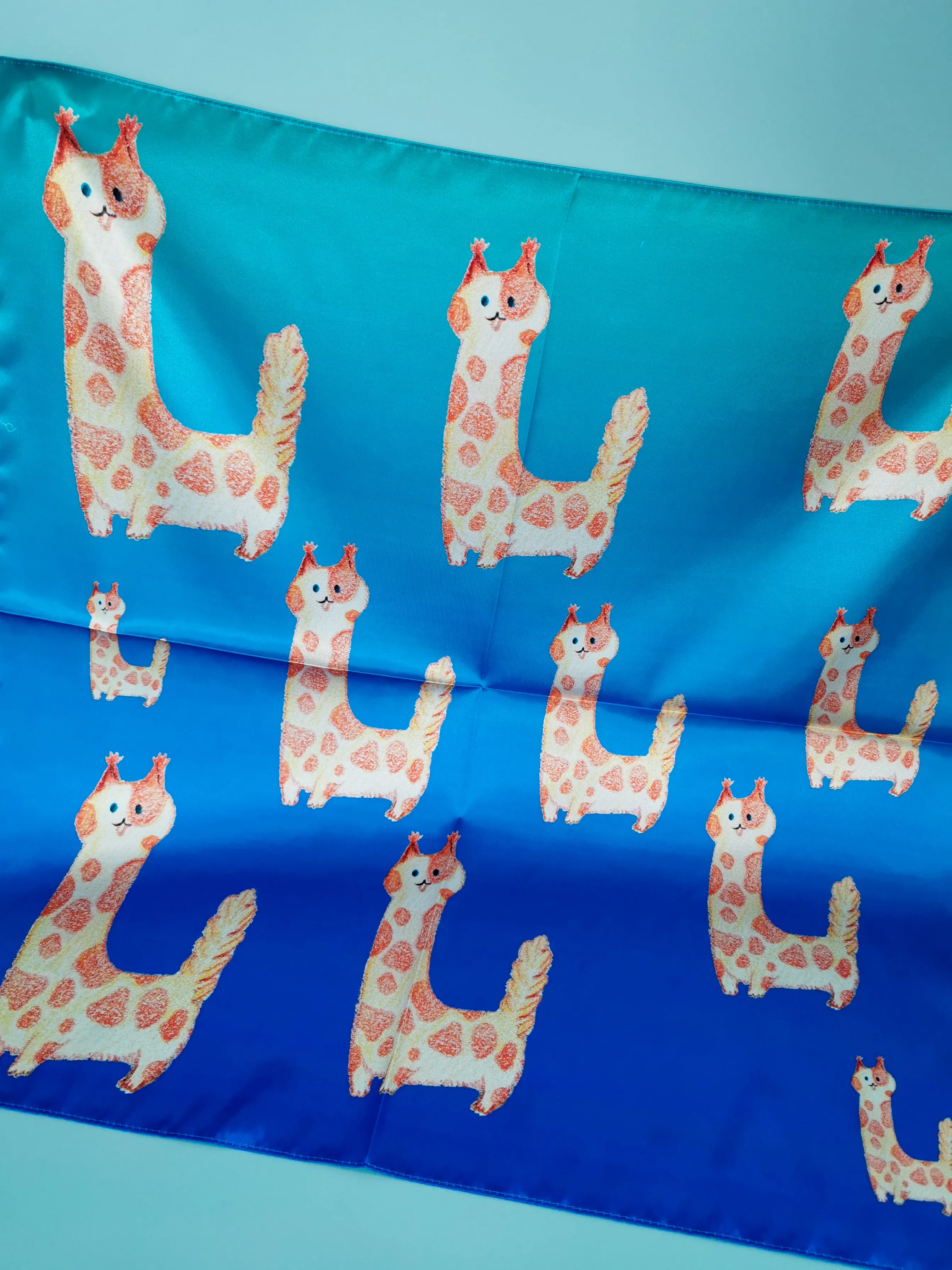 Unique silk square scarf from drawings.