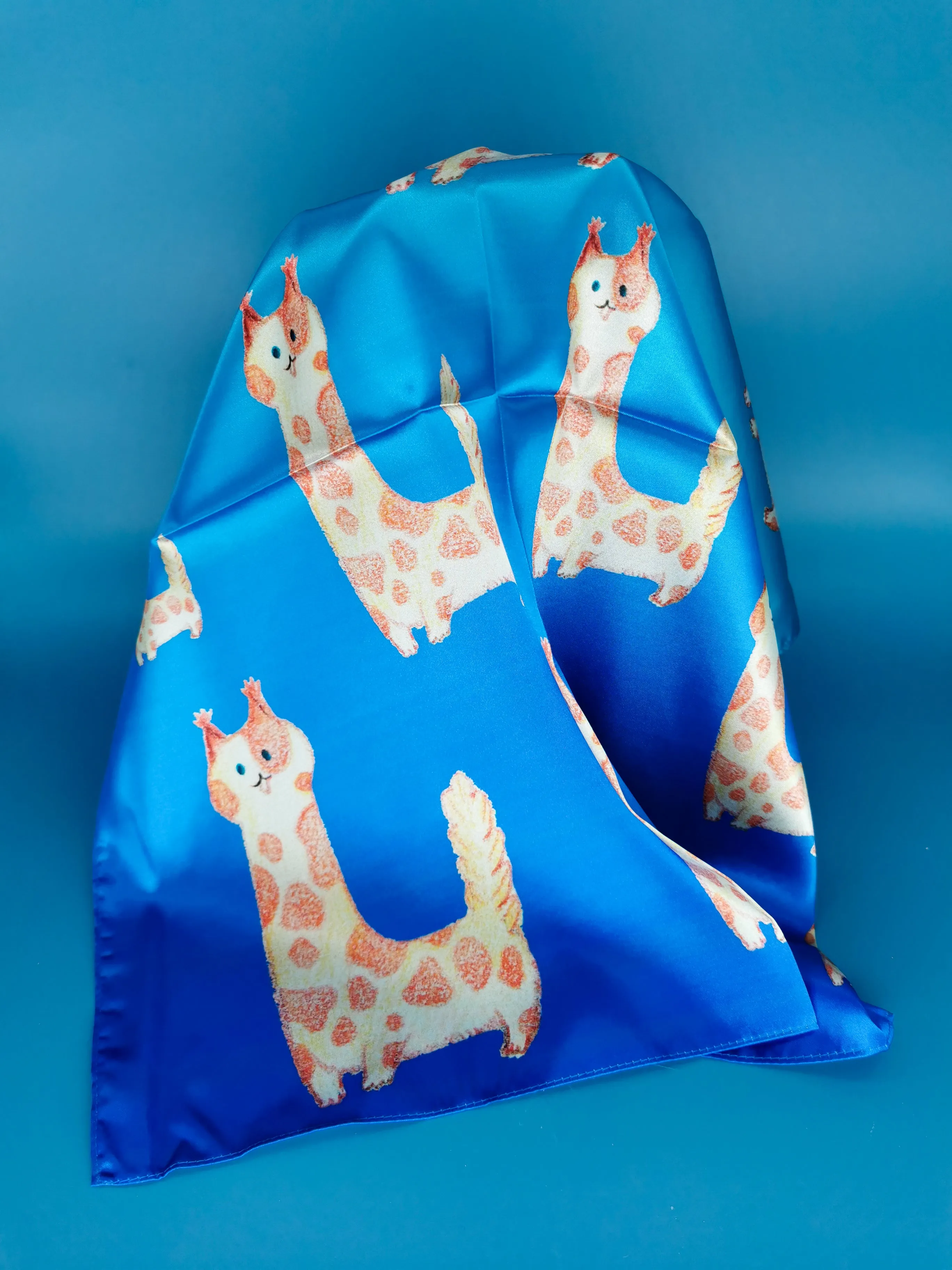 Unique silk square scarf from drawings.