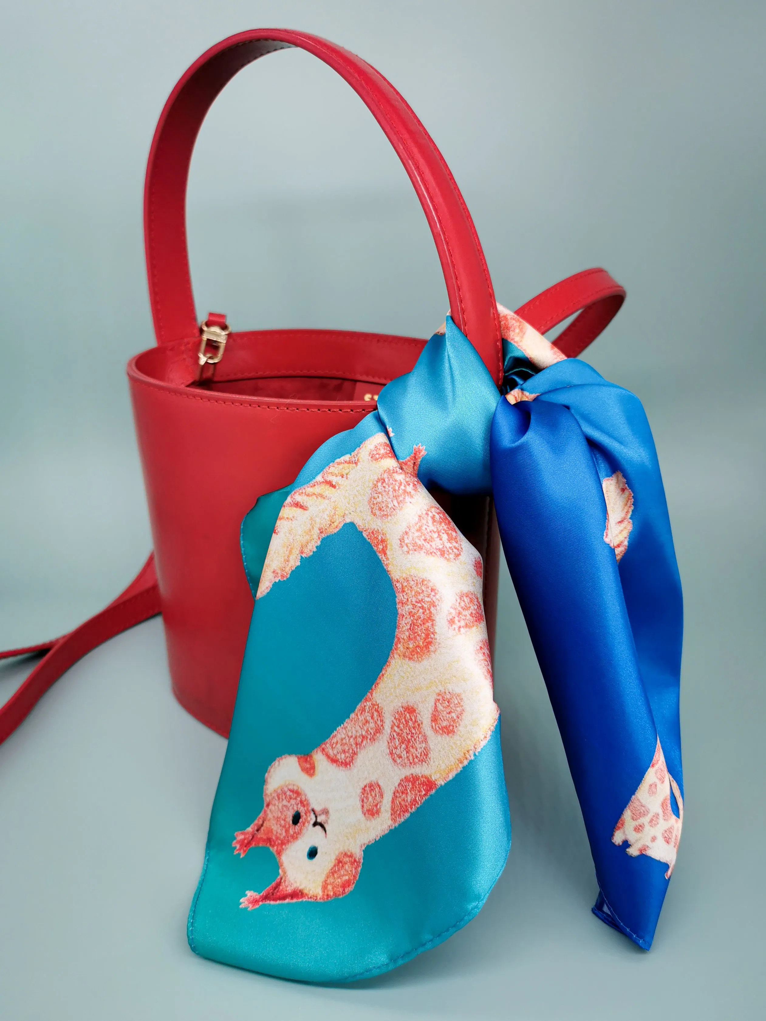 Unique silk square scarf from drawings.